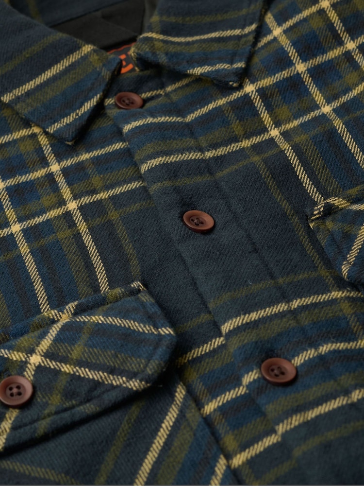 Superdry Navy Check Surplus Check 100% Cotton Quilt Overshirt - Image 6 of 6