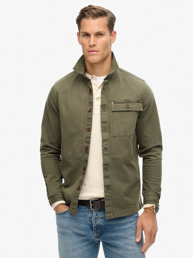Superdry Chive Green Merchant Utility Overshirt - Image 1 of 5
