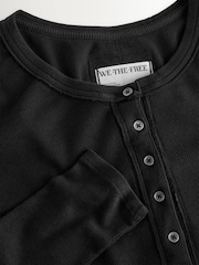 Free People Black Jamie Long Sleeve Henley T-Shirt - Image 3 of 4