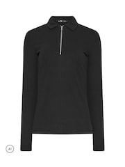 Long Tall Sally Black Quarter Zip Ribbed Top - Image 5 of 6