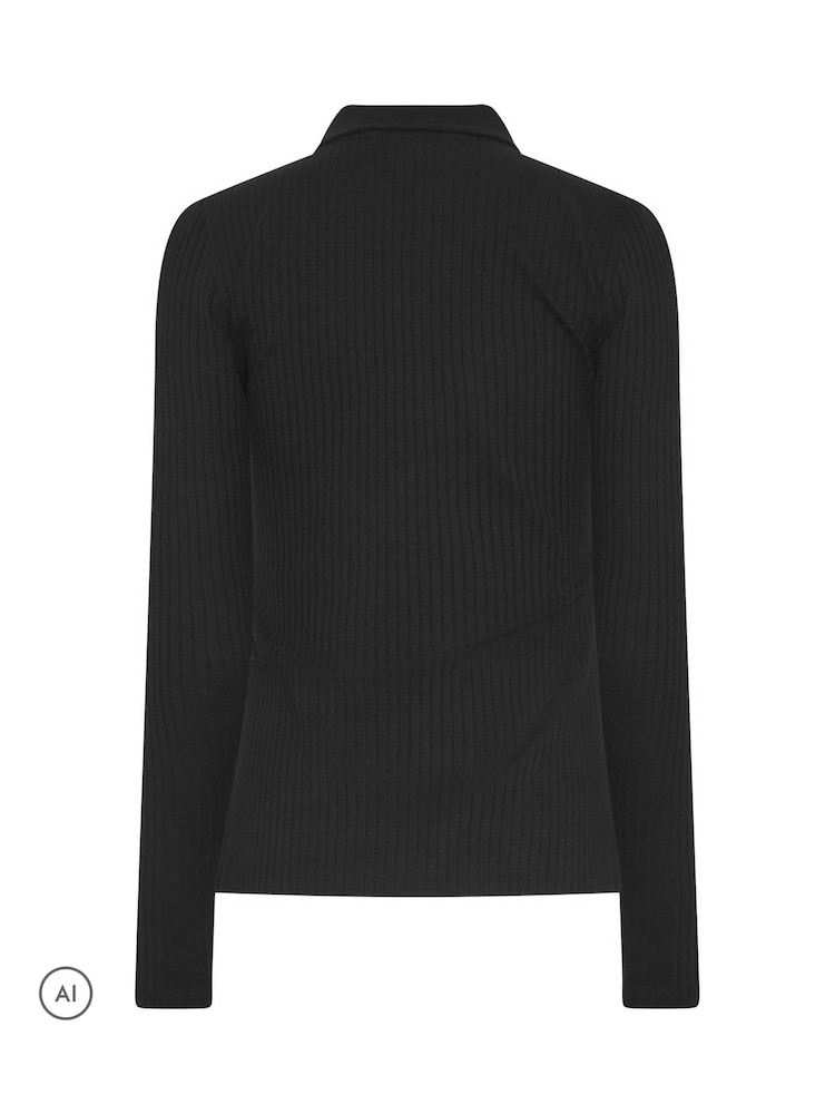 Long Tall Sally Black Quarter Zip Ribbed Top - Image 6 of 6 Long Tall Sally Black Quarter Zip Ribbed Top - Image 6 of 6