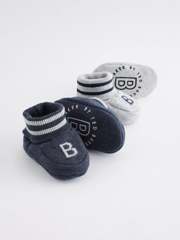 Baker by Ted Baker Baby Boys Knitted Booties Gift Set 2 Pack - Image 1 of 6