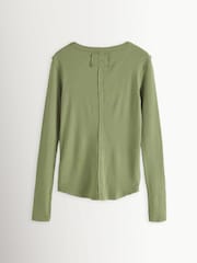 Free People Green Jamie Long Sleeve Henley T-Shirt - Image 2 of 4