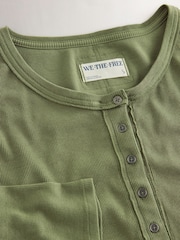 Free People Green Jamie Long Sleeve Henley T-Shirt - Image 3 of 4