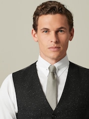 Black Regular Fit Nova Fides Italian Fabric Textured Waistcoat - Image 4 of 10