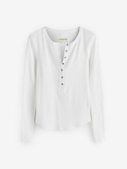 Free People White Jamie Long Sleeve Henley T-Shirt - Image 1 of 5