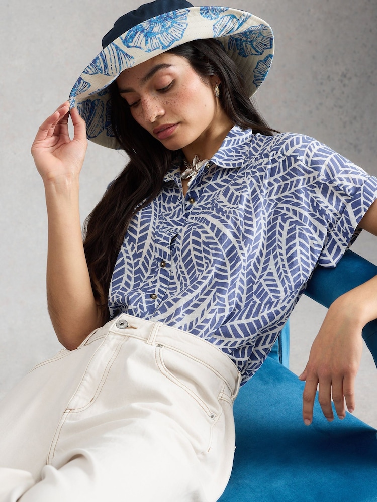White Stuff Blue Orla Button Through Shirt - Image 1 of 6