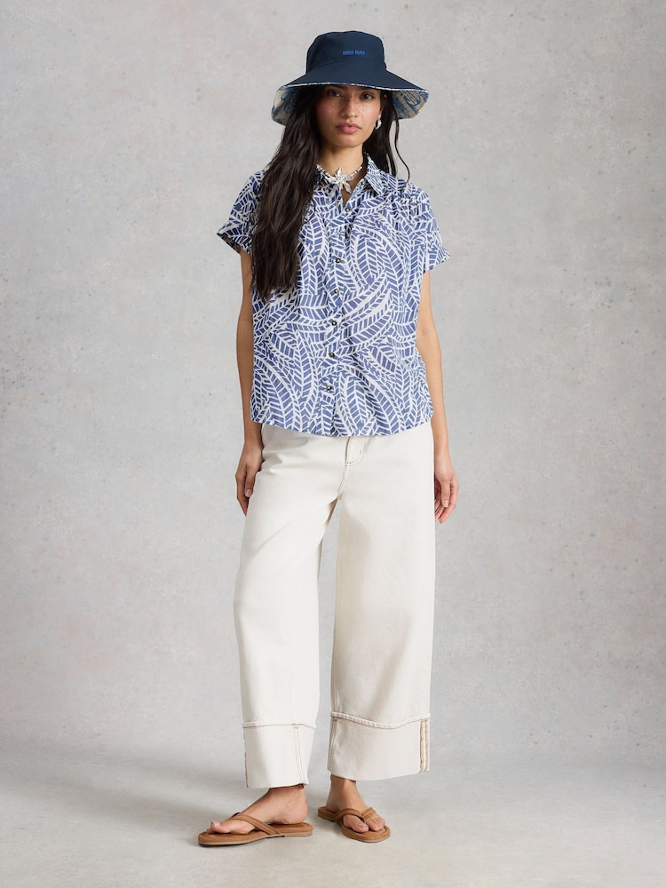 White Stuff Blue Orla Button Through Shirt - Image 2 of 6