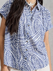 White Stuff Blue Orla Button Through Shirt - Image 4 of 6