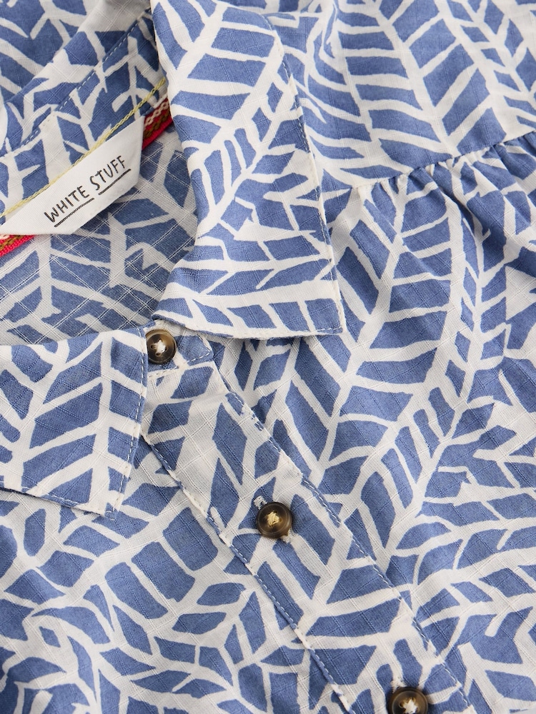 White Stuff Blue Orla Button Through Shirt - Image 6 of 6