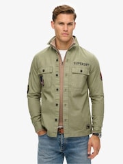 Superdry Olive Khaki 100% Cotton Long Sleeve Delta Shirt - Image 1 of 3
