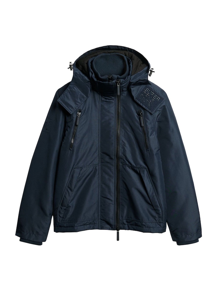 צבע נייבי-שחור/נייבי - Superdry ז'קט רוח עם קפוצ'ון, דגם Mountain - תמונה 6 מתוך 6