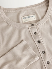 Free People Grey Jamie Long Sleeve Henley T-Shirt - Image 3 of 4