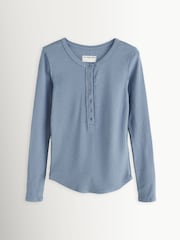 Free People Blue Jamie Long Sleeve Henley T-Shirt - Image 1 of 4