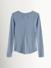 Free People Blue Jamie Long Sleeve Henley T-Shirt - Image 2 of 4