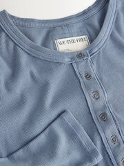 Free People Blue Jamie Long Sleeve Henley T-Shirt - Image 3 of 4