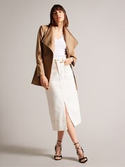 Ted Baker Brown Hip Length Rosiaas Wrap Trench Coat - Image 3 of 6