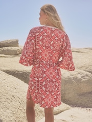Rot mit Muster - Mini-Kaftankleid - Bild 3 von 6