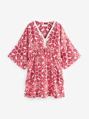 Rot mit Muster - Mini-Kaftankleid - Bild 5 von 6