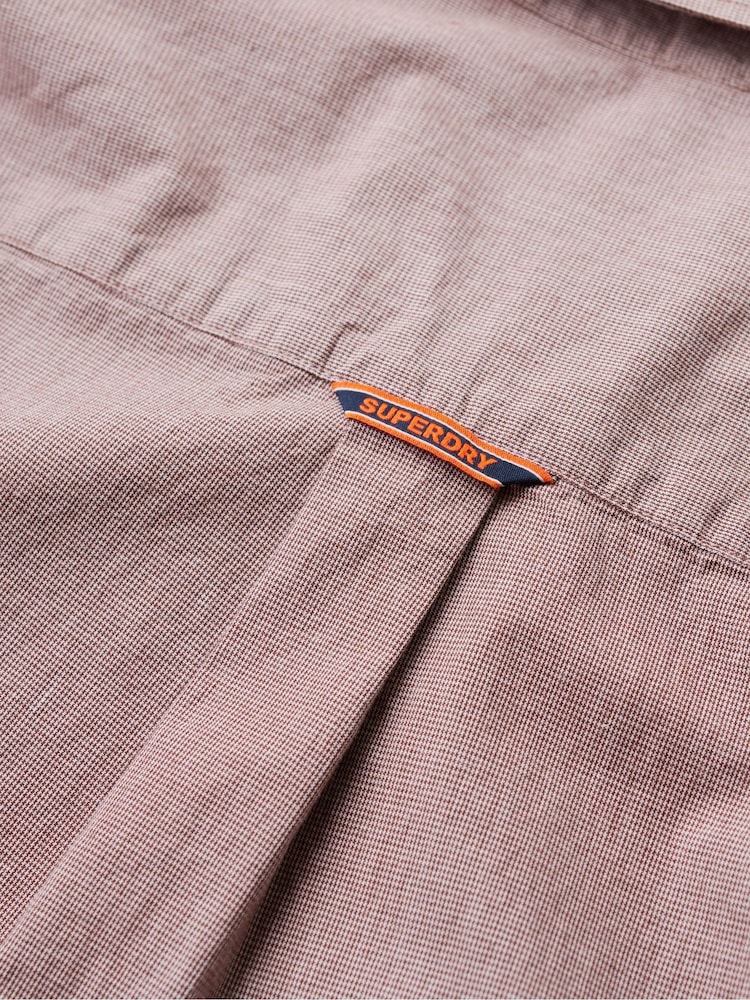 Superdry Red Mahogany 100% Cotton Casual Long Sleeve Shirt - Image 5 of 5