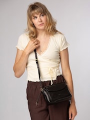 Conkca Black 'Starling' Leather Cross-Body Bag - Image 4 of 7