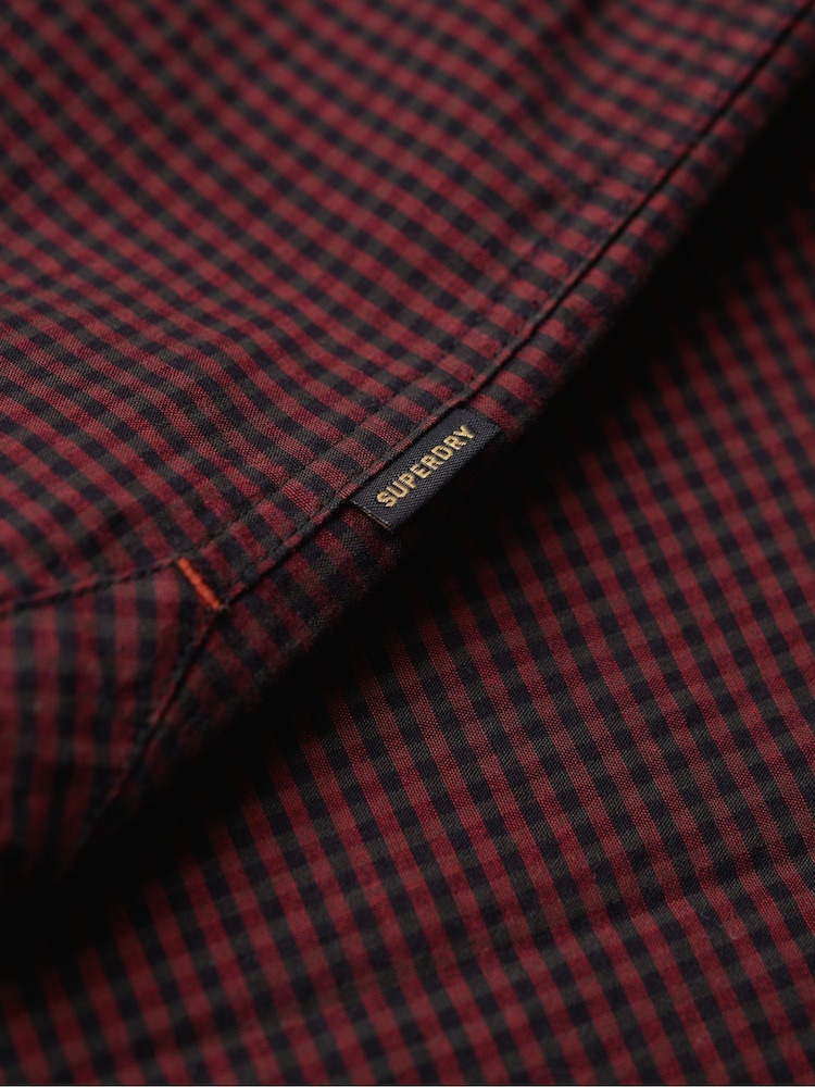 Superdry Red/Green Check 100% Cotton Casual Long Sleeve Shirt - Image 5 of 5