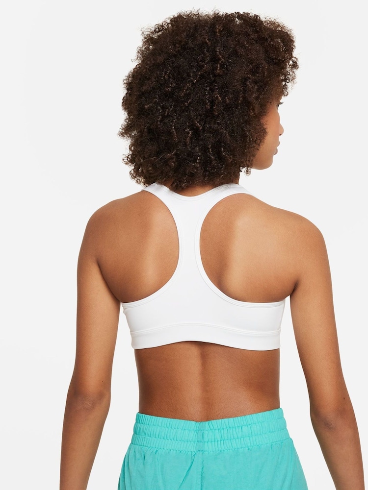 Nike White Dri-FIT Swoosh Support Bra - Image 2 of 4