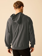 Slate Grey Lightweight Oversized Zip Up Hoodie - Image 4 of 10