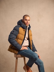 Superdry Navy Colourblock Hood Colour Block Sport Puffer Jacket - Image 1 of 10