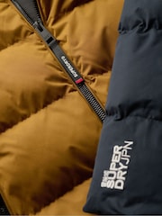 Superdry Navy Colourblock Hood Colour Block Sport Puffer Jacket - Image 10 of 10