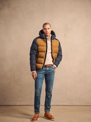 Superdry Navy Colourblock Hood Colour Block Sport Puffer Jacket - Image 2 of 10