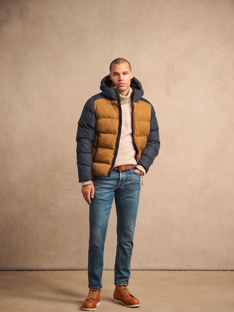 Superdry Navy Colourblock Hood Colour Block Sport Puffer Jacket - Image 2 of 10