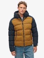 Superdry Navy Colourblock Hood Colour Block Sport Puffer Jacket - Image 8 of 10