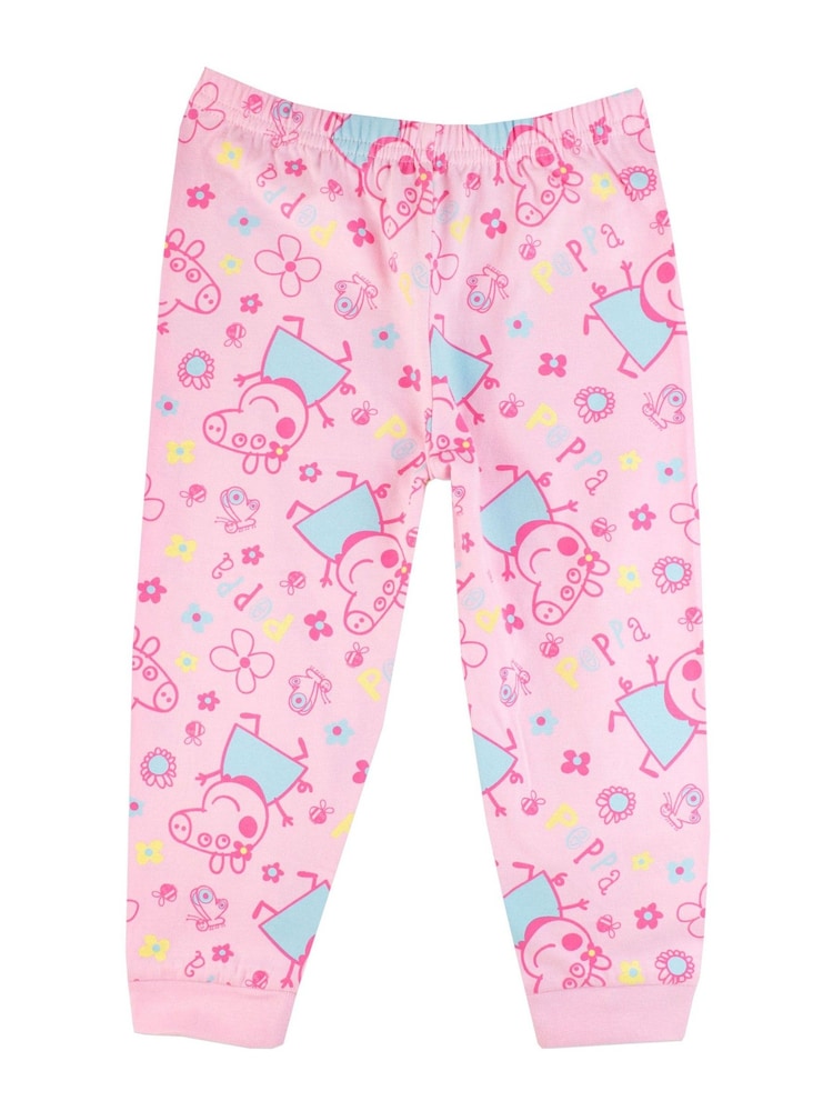 Character Pink Floral Peppa Pig 100% Cotton Pyjamas - Image 3 of 5