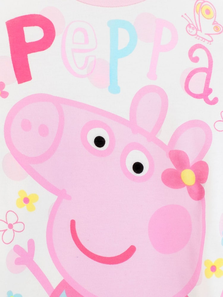 Character Pink Floral Peppa Pig 100% Cotton Pyjamas - Image 4 of 5