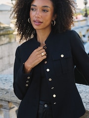Sosandar Black Boucle Mandarin Collar Jacket - Image 2 of 5