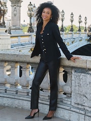 Sosandar Black Boucle Mandarin Collar Jacket - Image 4 of 5