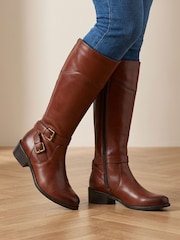 Jones Bootmaker Tan Wide Calf Phoebe Leather Long Boots - Image 1 of 6