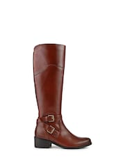 Jones Bootmaker Tan Wide Calf Phoebe Leather Long Boots - Image 4 of 6