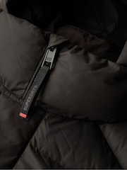 Superdry Black Hooded Microfibre Sport Puffer Coat Jacket - Image 4 of 4