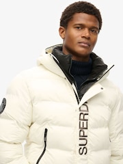 Superdry Off White Hooded City Graphic Puffer Jacket - Image 2 of 5