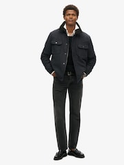 Superdry Navy Herringbone Merchant Wool Chore Jacket - Image 2 of 5