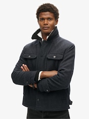 Superdry Navy Herringbone Merchant Wool Chore Jacket - Image 3 of 5