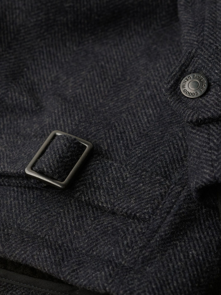 Superdry Navy Herringbone Merchant Wool Chore Jacket - Image 5 of 5