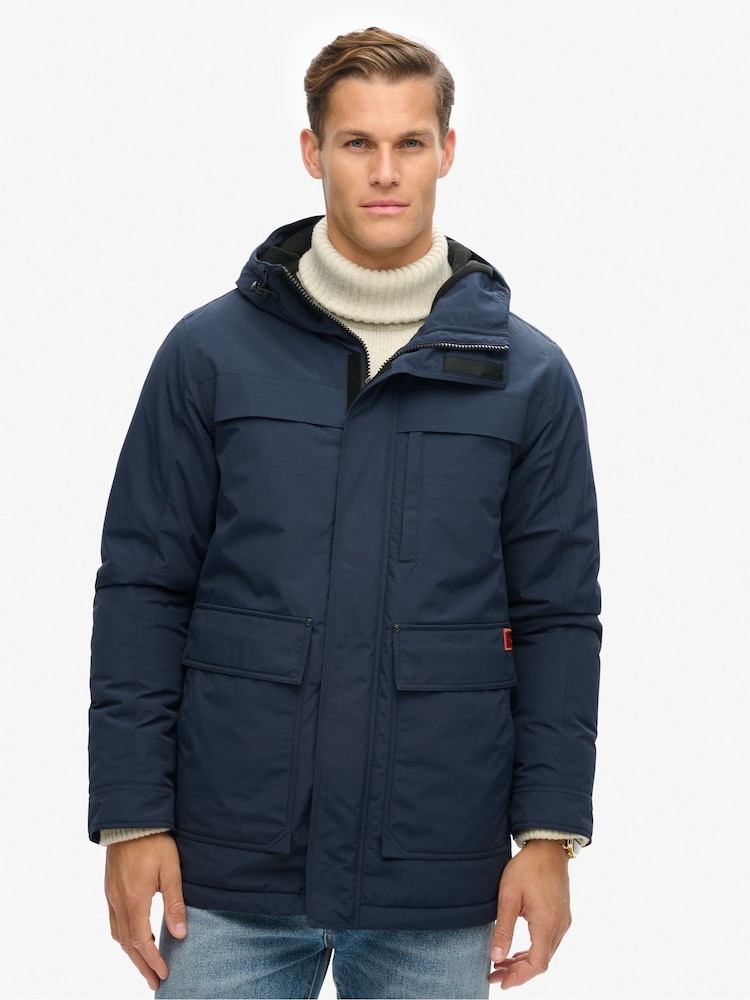 Superdry Nordic Chrome Navy Surplus Hooded Parka - Image 2 of 6 Superdry Nordic Chrome Navy Surplus Hooded Parka - Image 2 of 6
