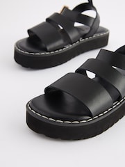 Black Leather Chunky Sandals - Image 7 of 8