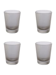 Widdop Set of 4 Grey Ribbed Glasses - Image 1 of 2
