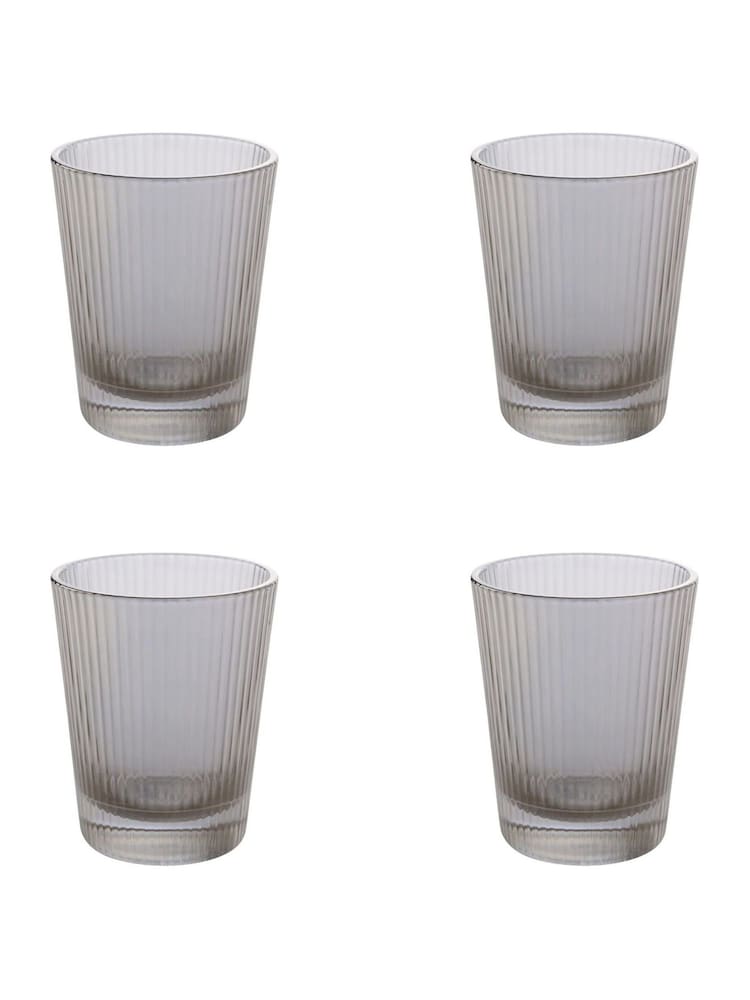 Widdop Set of 4 Grey Ribbed Glasses - Image 1 of 2 Widdop Set of 4 Grey Ribbed Glasses - Image 1 of 2