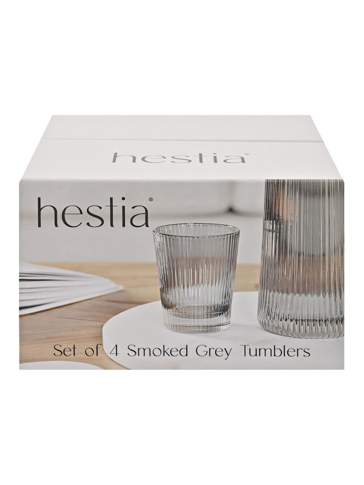 Widdop Set of 4 Grey Ribbed Glasses - Image 2 of 2 Widdop Set of 4 Grey Ribbed Glasses - Image 2 of 2