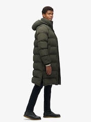 Superdry Olive Green Hooded Longline Puffer Coat - Image 2 of 5